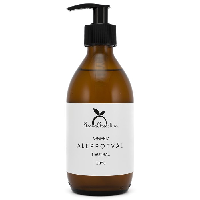 Liquid Aleppo soap in a glass bottle - 16% elderberry oil, 350 ml