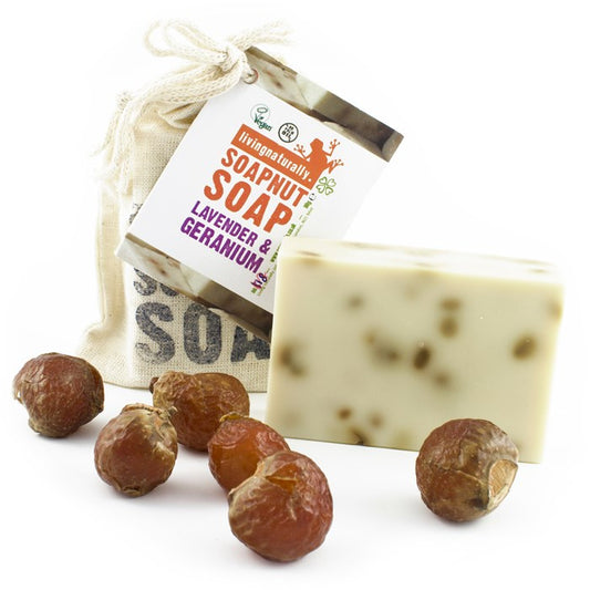 Lavender & Geranium Soapnut Soap Bar, 100 g