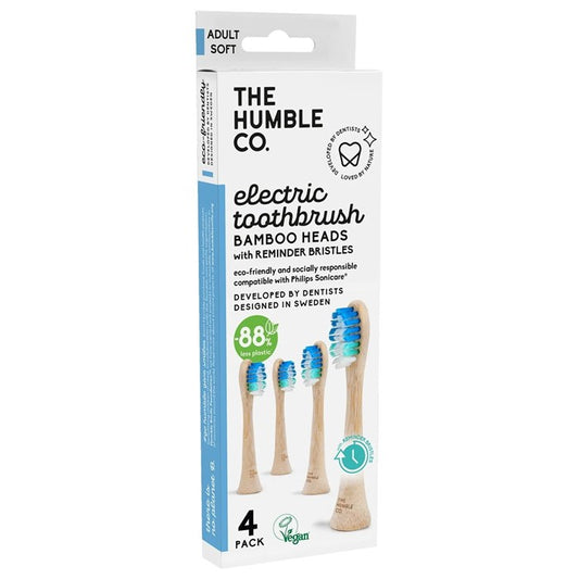 Bamboo brush head with reminder bristles for Philips Sonicare, 4-pack