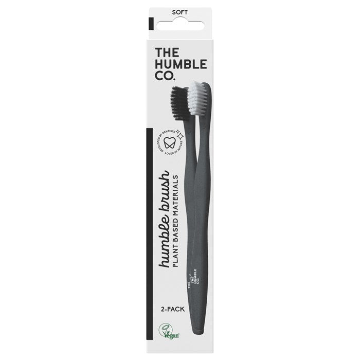 Plant-based Toothbrush Soft - Black/White, 2-pack